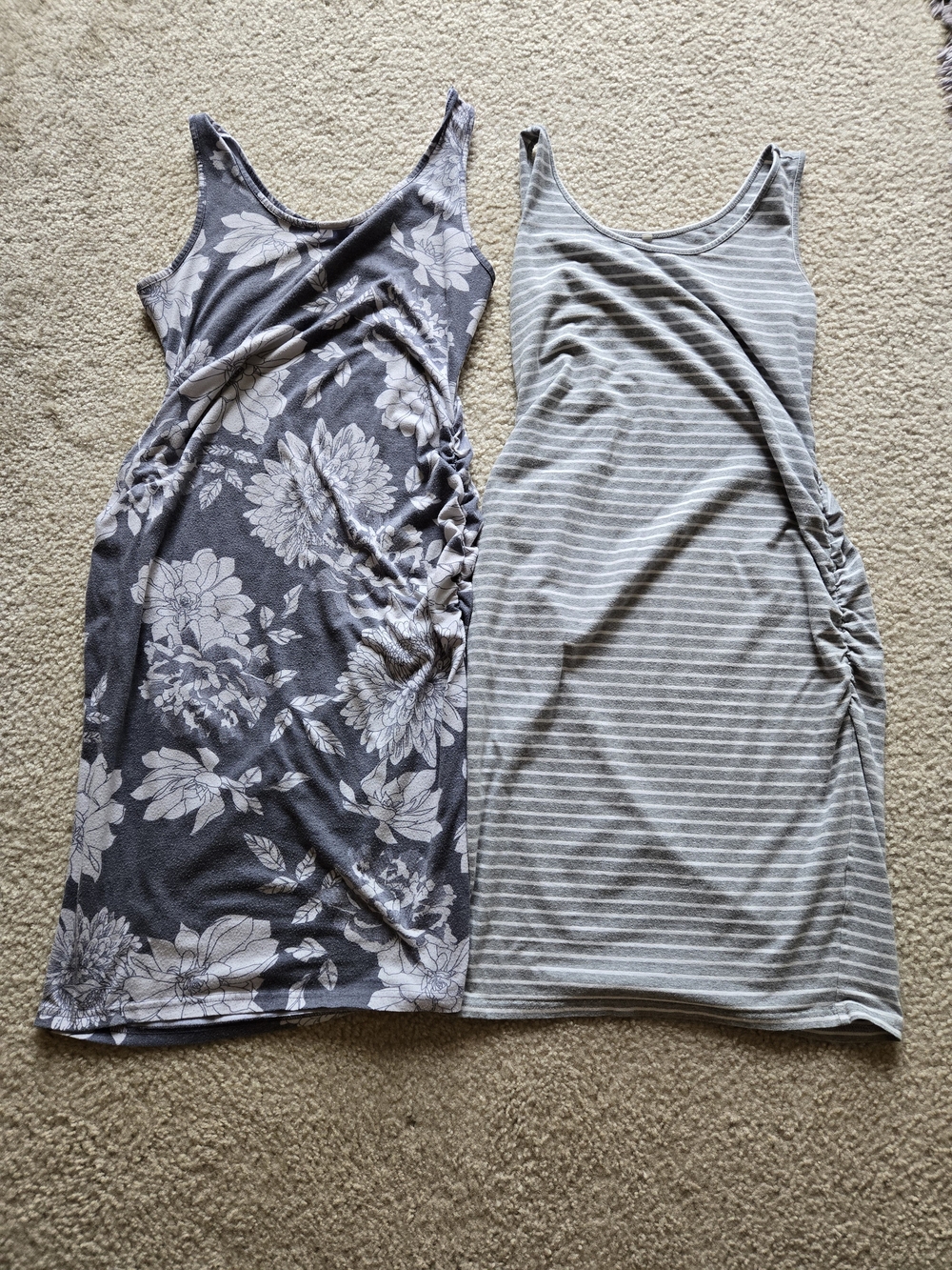 Liu & Qu Women's Maternity Tank Dress Summer Bodycon Pregnancy Dress - Set Of 2